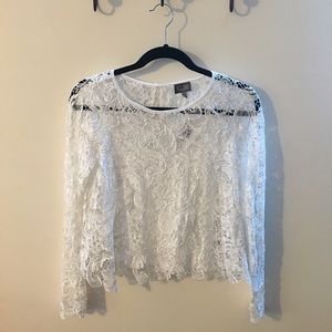White two piece lace blouse set